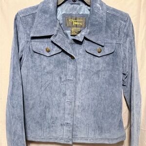 Stylish Blue Suede Leather Jacket